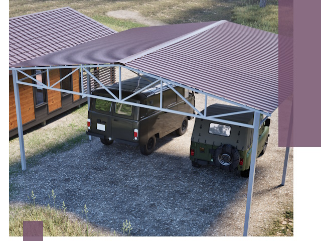 Двускатные навесы под ключ в Чите — изготовление и монтаж